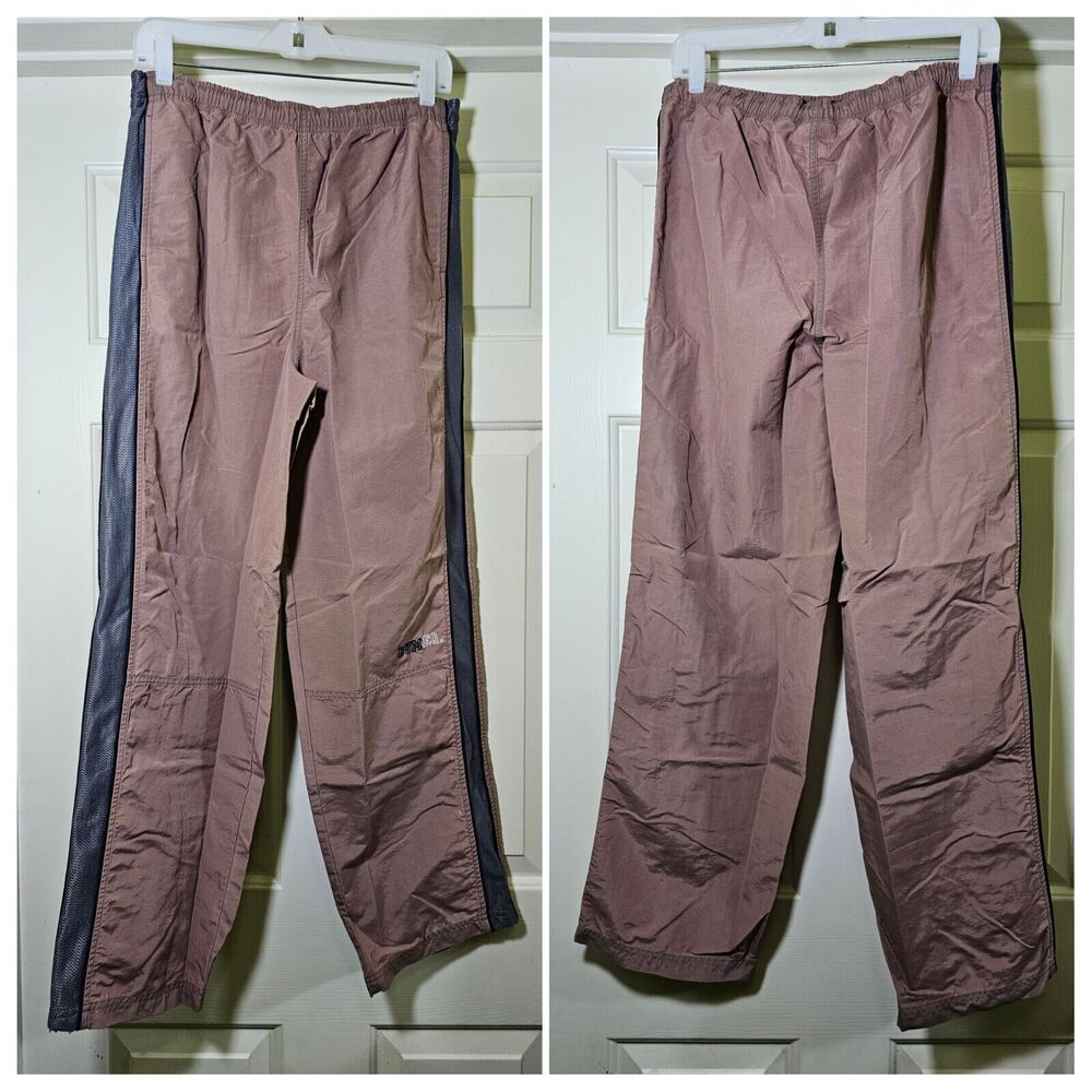 Vintage BUM Equipment Baggy Windbreaker Pants Mens L Mauve Nylon Cargo Y2K
